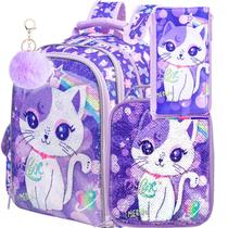 Mochila UFNDC Cat para meninas com lancheira de 16” resistente à água