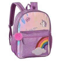 Mochila Unicórnio Holográfica Arco Iris Com Pompom CG2106 - CLIO