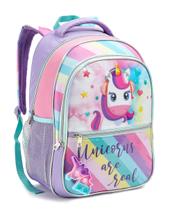 Mochila Unicórnio Pequena Menina Infantil Chaveiro Pop It