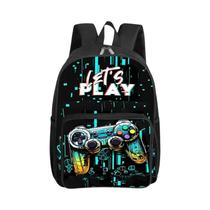 Mochila Unissex Com Padrão De GamePad E Bolso Frontal Quadrado, Mochila Escolar 2D Para Crianças