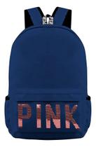 Mochila Unissex Escolar Menina Média Brilhante Pink Bordada Moda Grinda Luxo Alta Qualidade Cofort Estilo Viagem Passeio