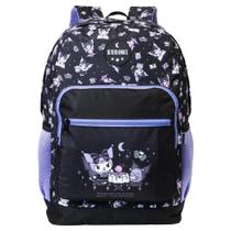 Mochila Universitária Kuromi College Feminina Estampa Zíper - Mochila Universitária Kuromi College Feminina Estampa Zíper -