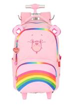 Mochila ursinhos carinhosos rosa com carrinho oficial - Luxcel Mochila ursinhos carinhosos rosa com carrinho oficial - Luxcel