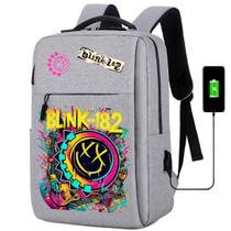 Mochila USB Escolar Estampa Banda de Rock Clássica Estilo Punk Rock para Notebooks e Escola