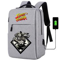 Mochila USB Escolar Estampa Infantil Street Figther Notebooks, Trabalho Escola (Interface USB)