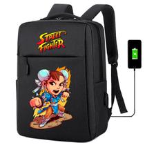 Mochila USB Escolar Estampa Infantil Street Figther Notebooks, Trabalho Escola (Interface USB)