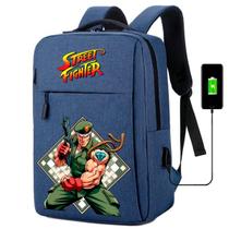 Mochila USB Escolar Estampa Infantil Street Figther Notebooks, Trabalho Escola (Interface USB)