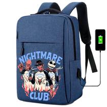 Mochila USB Escolar Estampa Unissex Night Mare Notebooks, Trabalho Escola (Interface USB)