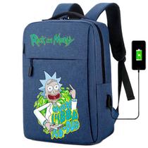 Mochila USB Escolar Estampa Unissex Rick and Morty Notebooks, Trabalho Escola Interface USB