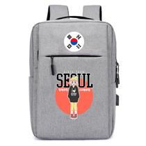 Mochila USB Escolar Estampa Unissex Seoul Notebooks, Trabalho Escola Interface USB