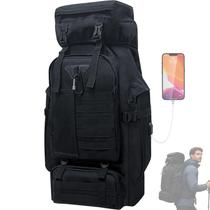 Mochila Vaupan 80L para Camping y Senderismo Impermeable con Puerto USB Negra
