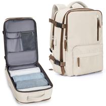 Mochila VECAVE Carry On impermeável para laptop de 14 polegadas branca/marrom