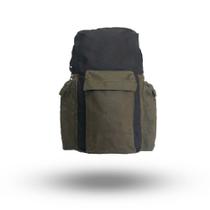 Mochila Vertical em Lona 50Litros - Preto com Verde Militar Mochila Vertical em Lona 50Litros - Preto com Verde Militar