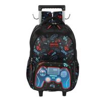 Mochila video game 3d com rodinhas preta luxcel