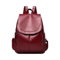 Mochila Vintage De Couro Macio Antifurto Grande Capacidade Para Mulheres Bolsa De Viagem Escolar