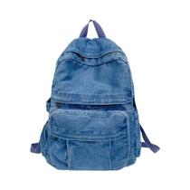 Mochila Vintage De Denim Para Mulheres Com Grande Capacidade, Bolsa Simples Para Laptop, Bolsa