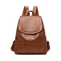 Mochila Vintage De PU Para Mulheres Com Grande Capacidade, Bolsa De Viagem, Mochila Escolar
