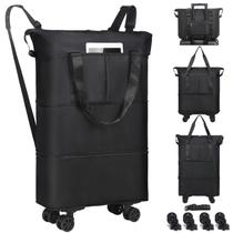 Mochila VOOWO Rolling Dobrável Expansível com Rodas 66L Mochila VOOWO Rolling Dobrável Expansível com Rodas 66L