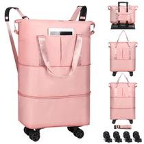 Mochila VOOWO Rolling Dobrável Expansível com Rodas Rosa Mochila VOOWO Rolling Dobrável Expansível com Rodas Rosa