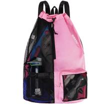 Mochila WANDF Swim Mesh com cordão e bolso molhado rosa XL