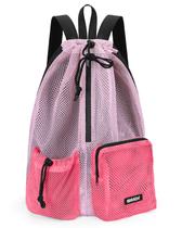 Mochila WANDF Swim Mesh com cordão e bolso molhado rosa