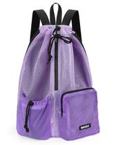Mochila WANDF Swim Mesh com cordão e bolso molhado roxa