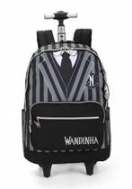 Mochila Wandinha com rodinhas e alça de costas - Modelo Luxo - Preta