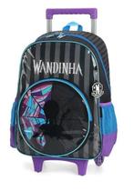 Mochila Wandinha com rodinhas - Modelo escolar - Preta