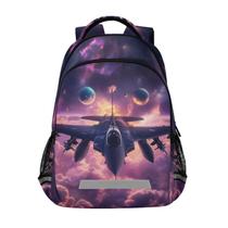 Mochila WEVIBOFU Purple Fighter Jet Sky Cloud para crianças Mochila WEVIBOFU Purple Fighter Jet Sky Cloud para crianças