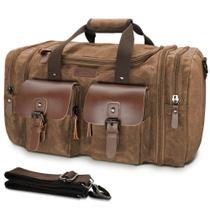 Mochila Wildroad, lona encerada, couro genuíno, 50L, impermeável