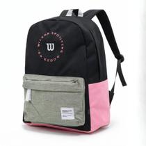 Mochila Wilson Feminina Cinza com Rosa Reforçada Academia Cor:Preto e rosa Mochila Wilson Feminina Cinza com Rosa Reforçada Academia Cor:Preto e rosa