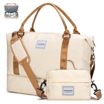 Mochila WOOMADA Weekender Overnight para mulheres bege e marrom