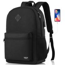 Mochila YAMTION preta para mulheres e homens, laptop de 15,6" com USB