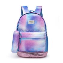Mochila Yupe Juvenil Feminina Tie Dye com Estojo Original Reforçada Estampada
