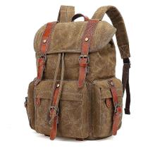 Mochilas bolsa de viagem retrô masculina e feminina bolsa de lona impermeável para computador cor café