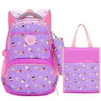 Mochilas mochila de alta capacidade impermeável bolsa de três peças para meninas 3-6 graus roxo Mochilas mochila de alta capacidade impermeável bolsa de três peças para meninas 3-6 graus roxo