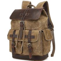 Mochilas mochila masculina para computador de viagem retro mochila de vela de cera de óleo cáqui