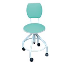 Mocho Banco Giratório Regulável Esmaltado Com Rodízios e Encosto Verde Bebê