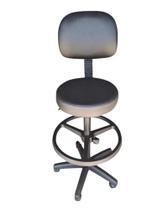 Mocho Com Encosto Giratório com apoio de pés- PRETO