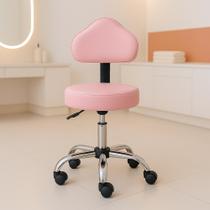 Mocho Cromado Estética Ergonômico Rosa Feminina Clinica Manicure Odontologica Massagista Tattu