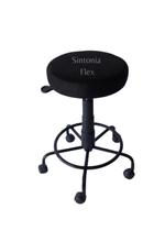 Mocho Estética Base De Ferro Apoio De Pé Rodízio Suede Preto