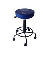 Mocho estética com base de ferro com apoio de pé com rodízio corano azul