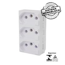 Mod i9 3 tomadas 10a separadas monobloco br ilumi Mod i9 3 tomadas 10a separadas monobloco br ilumi