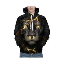 Moda animal 3D gráfico tigre/leão impressão 3D moletons moda casual manga comprida pulôver moletons