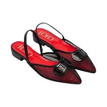 Moda clássica feminina novas sandálias retro cor sólida grade festa novas sandálias femininas