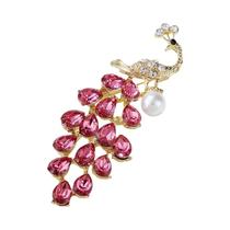 Moda cristal pérola pavão broches para roupas femininas casaco acessórios de festa presentes
