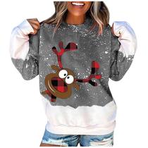 Moda feminina com decote em O de Natal mangas compridas blusa pulôver moletom