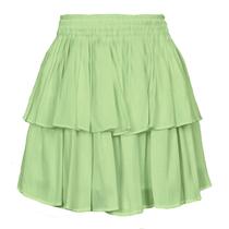 Moda feminina cor sólida vestido cintura alta bonito elástico banda plissado dupla camada cupcake saia