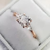 Moda Feminina Em Forma De Almofada De Zircônia Cúbica Anel De Noivado De Casamento Joias Huitan