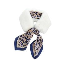 Moda feminina Lady Winter Faux Fur Scarf Outerwear Lenço de fita de seda quente Moda feminina Lady Winter Faux Fur Scarf Outerwear Lenço de fita de seda quente